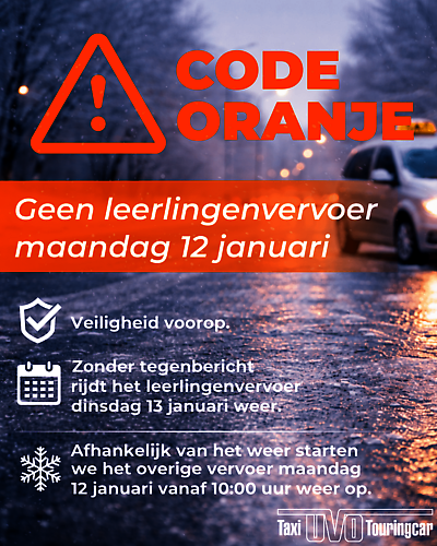 Update vervoer vanwege verwachte ijzel.